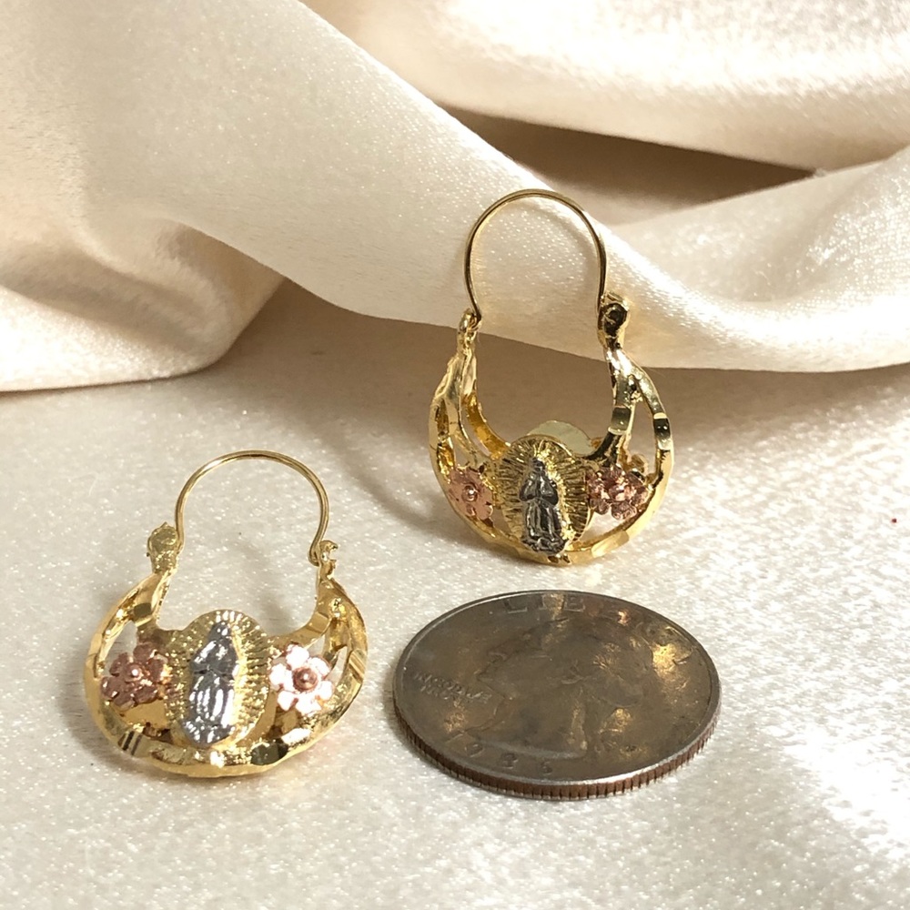 14k Gold Filled Virgin Guadalupe/Virgen Guadalupe Basket Earrings - Picture 10 of 15